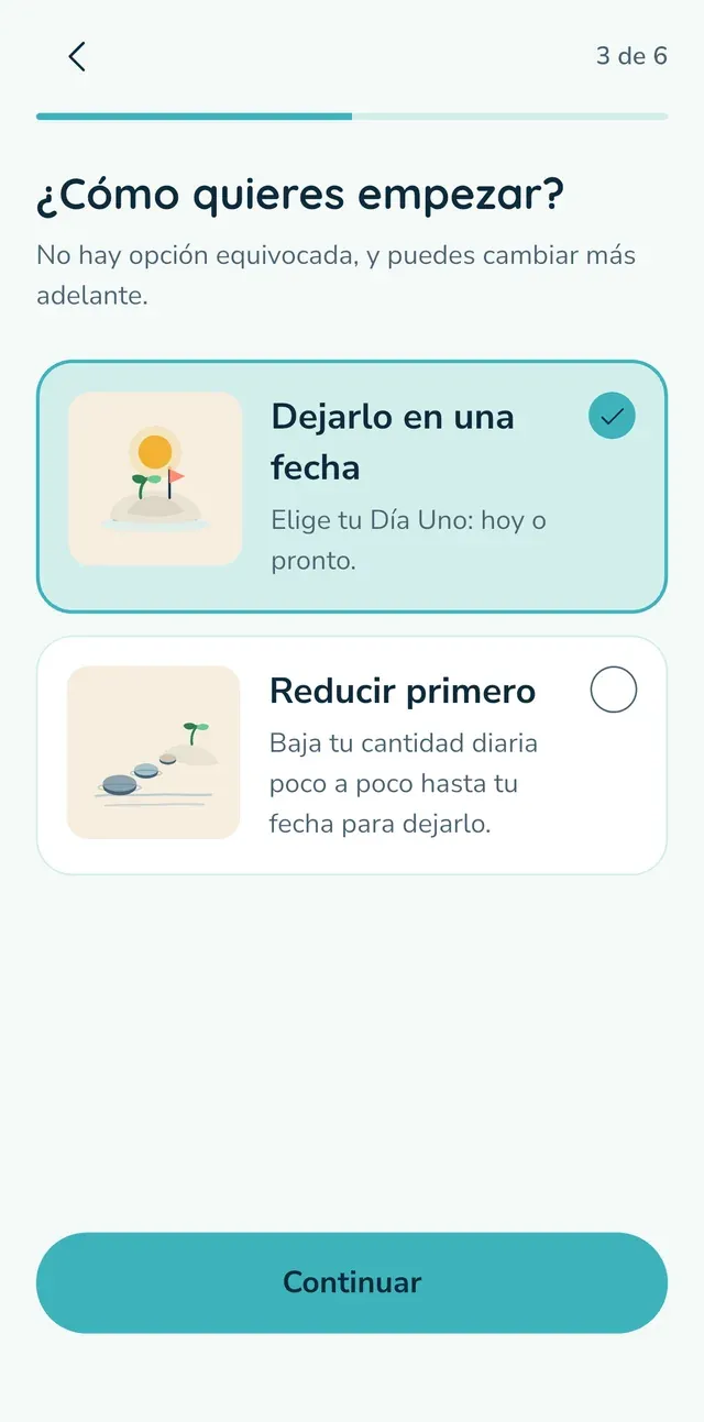 Elige «Dejarlo en una fecha» o «Reducir primero».