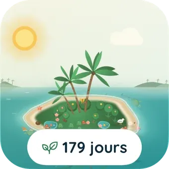 Le petit widget : l'île et 179 jours.