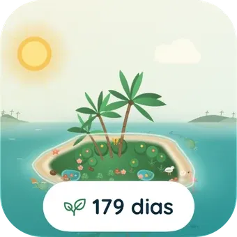 O widget pequeno: a ilha e 179 dias.